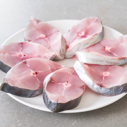 Fresh Mackerel Steak on wood board